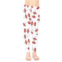 Red Apple Core Funny Retro Pattern Half On White Background Kids  Legging by genx