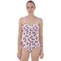 Red Apple Core Funny Retro Pattern Half on white background Sweetheart Tankini Set View1