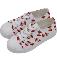 Red Apple Core Funny Retro Pattern Half On White Background Kids  Low Top Canvas Sneakers by genx