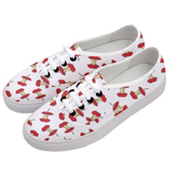 Red Apple Core Funny Retro Pattern Half On White Background Women s Classic Low Top Sneakers by genx