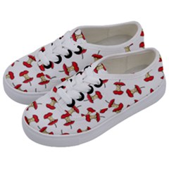 Red Apple Core Funny Retro Pattern Half On White Background Kids  Classic Low Top Sneakers by genx