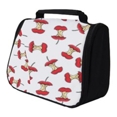 Red Apple Core Funny Retro Pattern Half On White Background Full Print Travel Pouch (small) by genx