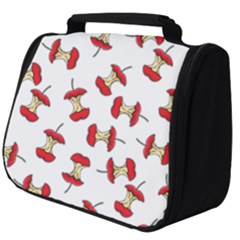 Red Apple Core Funny Retro Pattern Half On White Background Full Print Travel Pouch (big) by genx