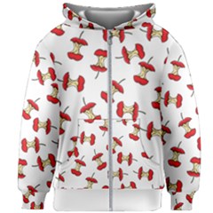 Red Apple Core Funny Retro Pattern Half On White Background Kids  Zipper Hoodie Without Drawstring by genx