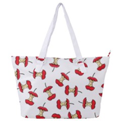 Red Apple Core Funny Retro Pattern Half On White Background Full Print Shoulder Bag by genx