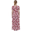 Red Apple Core Funny Retro Pattern Half eaten on pastel orange background High Waist Short Sleeve Maxi Dress View2