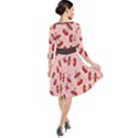 Red Apple Core Funny Retro Pattern Half eaten on pastel orange background Quarter Sleeve Waist Band Dress View2