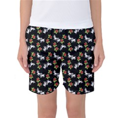 Lamb Pattern Black Women s Basketball Shorts by snowwhitegirl