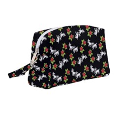 Lamb Pattern Black Wristlet Pouch Bag (medium)