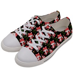 Fox And Trees Pattern Women s Low Top Canvas Sneakers by snowwhitegirl