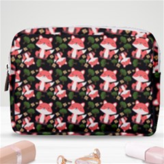 Fox And Trees Pattern Make Up Pouch (medium)