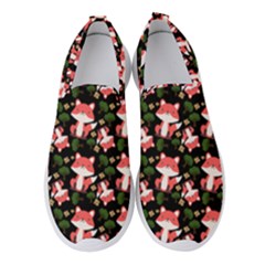 Fox And Trees Pattern Women s Slip On Sneakers