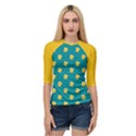 Toast With Cheese Funny Retro Pattern Turquoise Green Background Quarter Sleeve Raglan Tee View1