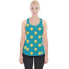 Toast With Cheese Funny Retro Pattern Turquoise Green Background Piece Up Tank Top by genx