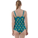 Toast With Cheese Funny Retro Pattern Turquoise Green Background Twist Front Tankini Set View2