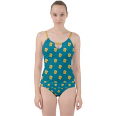 Toast With Cheese Funny Retro Pattern Turquoise Green Background Cut Out Top Tankini Set by genx