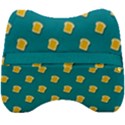 Toast With Cheese Funny Retro Pattern Turquoise Green Background Velour Head Support Cushion View2