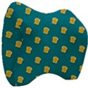 Toast With Cheese Funny Retro Pattern Turquoise Green Background Velour Head Support Cushion View3