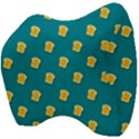 Toast With Cheese Funny Retro Pattern Turquoise Green Background Velour Head Support Cushion View4