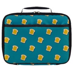 Toast With Cheese Funny Retro Pattern Turquoise Green Background Full Print Lunch Bag by genx