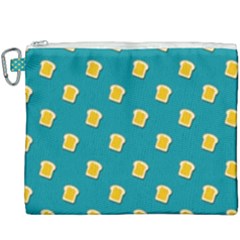 Toast With Cheese Funny Retro Pattern Turquoise Green Background Canvas Cosmetic Bag (xxxl) by genx