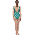 Toast With Cheese Funny Retro Pattern Turquoise Green Background Center Cut Out Swimsuit View2