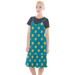 Toast With Cheese Funny Retro Pattern Turquoise Green Background Camis Fishtail Dress by genx