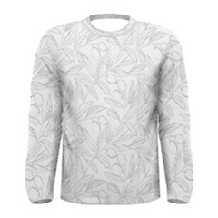 Organic Olive Leaves Pattern Hand Drawn Black And White Men s Long Sleeve Tee by genx