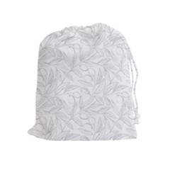 Organic Olive Leaves Pattern Hand Drawn Black And White Drawstring Pouch (xl) by genx