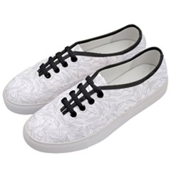 Organic Olive Leaves Pattern Hand Drawn Black And White Women s Classic Low Top Sneakers by genx