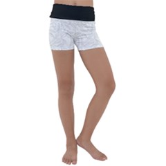 Organic Olive Leaves Pattern Hand Drawn Black And White Kids  Lightweight Velour Yoga Shorts by genx