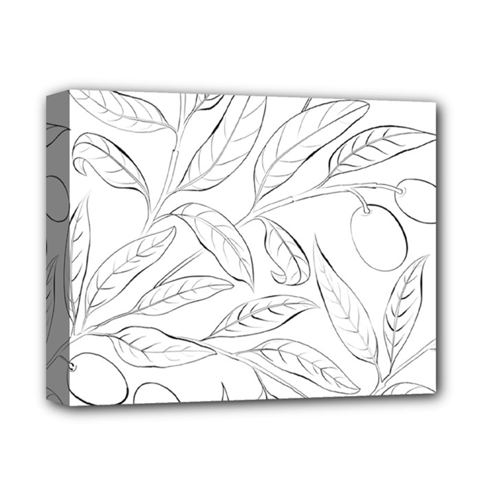 Organic Olive Leaves Pattern Hand drawn Black and white Deluxe Canvas 14  x 11  (Stretched)