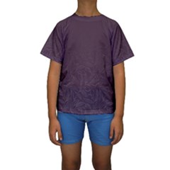 Organic Olive Leaves Pattern Hand Drawn Purple Red Wine Kids  Short Sleeve Swimwear by genx