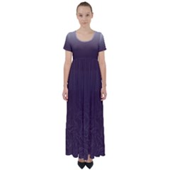 Organic Olive Leaves Pattern Hand Drawn Purple Red Wine High Waist Short Sleeve Maxi Dress by genx