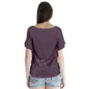 Organic Olive Leaves Pattern Hand drawn Purple Red Wine V-Neck Flutter Sleeve Top View2