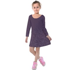 Organic Olive Leaves Pattern Hand Drawn Purple Red Wine Kids  Long Sleeve Velvet Dress by genx