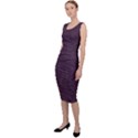 Organic Olive Leaves Pattern Hand drawn Purple Red Wine Sleeveless Pencil Dress View2