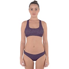 Organic Olive Leaves Pattern Hand Drawn Purple Red Wine Cross Back Hipster Bikini Set by genx