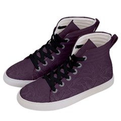 Organic Olive Leaves Pattern Hand Drawn Purple Red Wine Women s Hi-top Skate Sneakers by genx