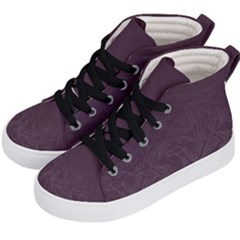 Organic Olive Leaves Pattern Hand Drawn Purple Red Wine Kids  Hi-top Skate Sneakers by genx