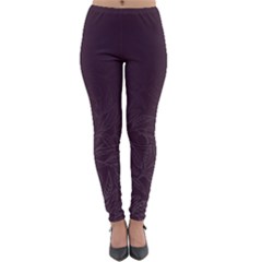 Organic Olive Leaves Pattern Hand Drawn Purple Red Wine Lightweight Velour Leggings by genx