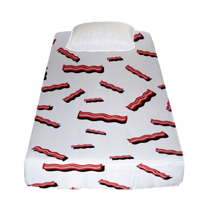 Funny Bacon Slices Pattern infidel red meat Fitted Sheet (Single Size)