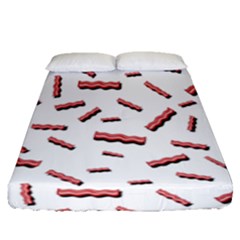 Funny Bacon Slices Pattern Infidel Red Meat Fitted Sheet (queen Size) by genx