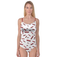 Funny Bacon Slices Pattern Infidel Red Meat Camisole Leotard  by genx