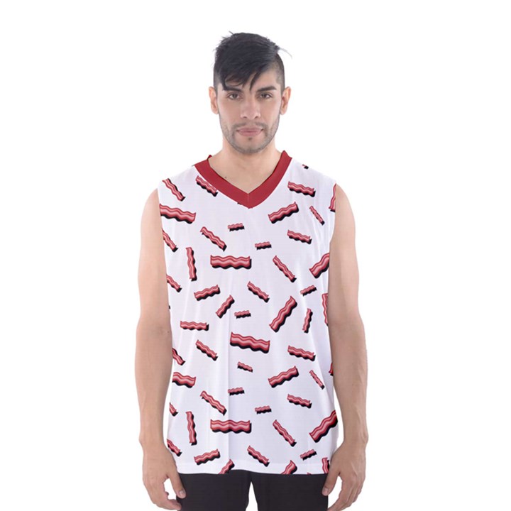 Funny Bacon Slices Pattern infidel red meat Men s Basketball Tank Top