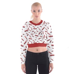 Funny Bacon Slices Pattern Infidel Red Meat Cropped Sweatshirt by genx