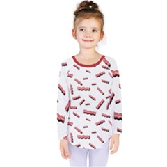 Funny Bacon Slices Pattern Infidel Red Meat Kids  Long Sleeve Tee