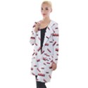 Funny Bacon Slices Pattern infidel red meat Hooded Pocket Cardigan View1