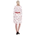 Funny Bacon Slices Pattern infidel red meat Long Sleeve Velvet Front Wrap Dress View2