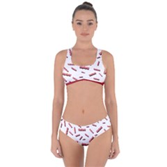 Funny Bacon Slices Pattern Infidel Red Meat Criss Cross Bikini Set by genx